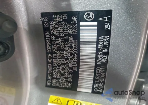 2019 Lexus Ux 250H из США, поврежденный, VIN JTHU9JBH6K2003300